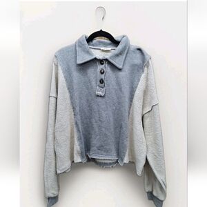 Easel Boutique Oversized Cropped L/S Top Sz L